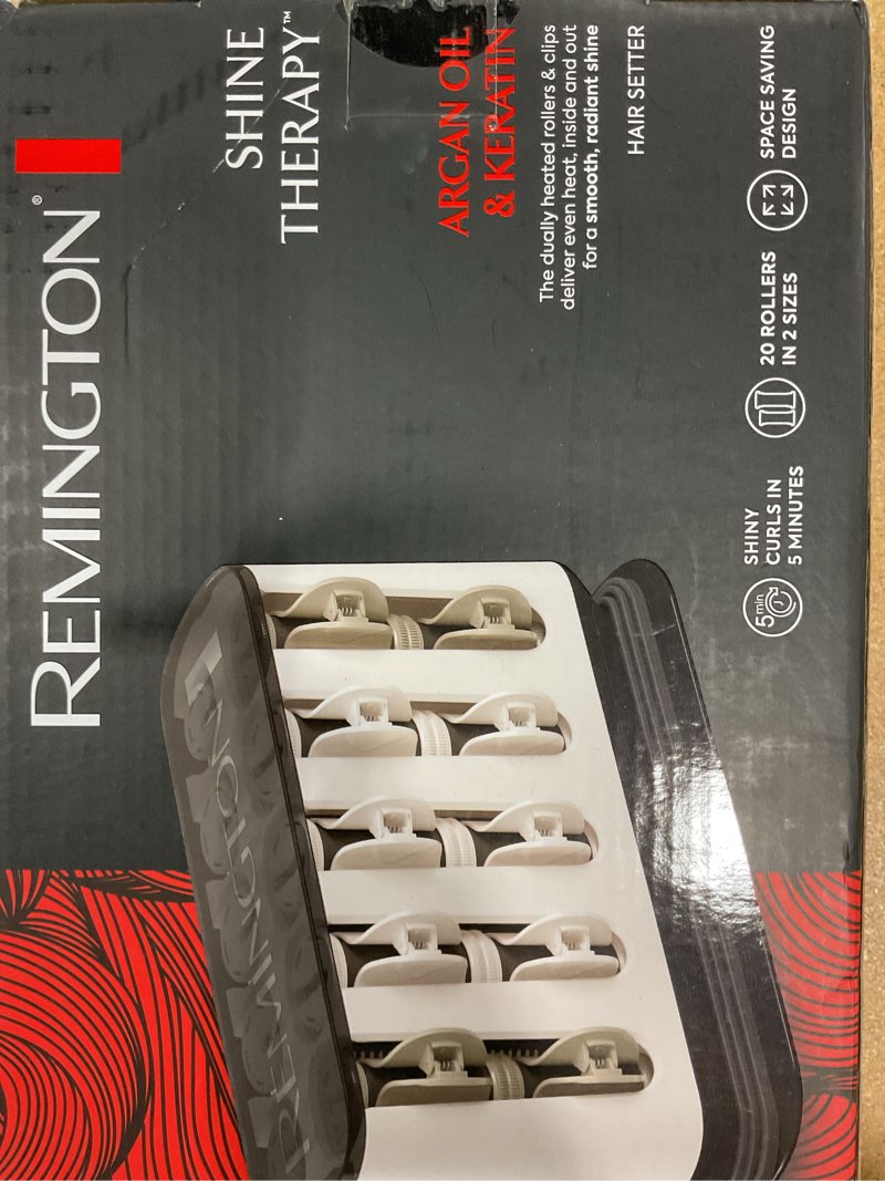 Condition photo showing New/Like New for remington shine therapy argan oil & keratin treated hot rollers set, professional hair curlers for setting all hair lengths from short and medium to long