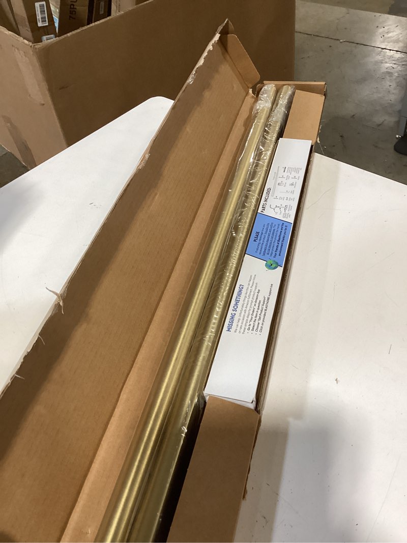 Condition photo showing Good Condition for blasthome® non-adjustable luxury curtain rods for windows, 1 ¼” rod set, 6 foot fixed length (two rods connect for a seamless look), brushed gold single rod brushed gold 6 foot
