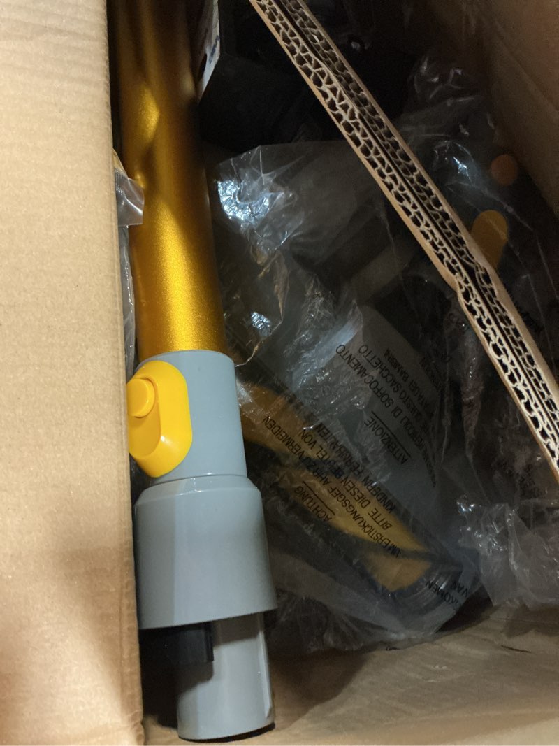 Condition photo showing New/Like New for cordless stick vacuum cleaner - 45kpa powerful suction vacuum with 45 min runtime, detachable battery, anti-tangle & 1.5l dust cup, 8 in 1 vacuum cleaner for pet hair, carpet, hardfloor, yellow