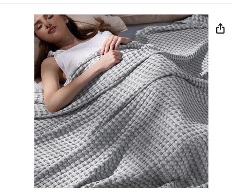 Bedsure Cooling Bamboo Waffle Twin XL Blanket - Soft, Lightweight and Breathable Twin Blankets for Hot Sleepers, Luxury Cotton Throws for Bed, Couch and Sofa, Grey 66x90Inches