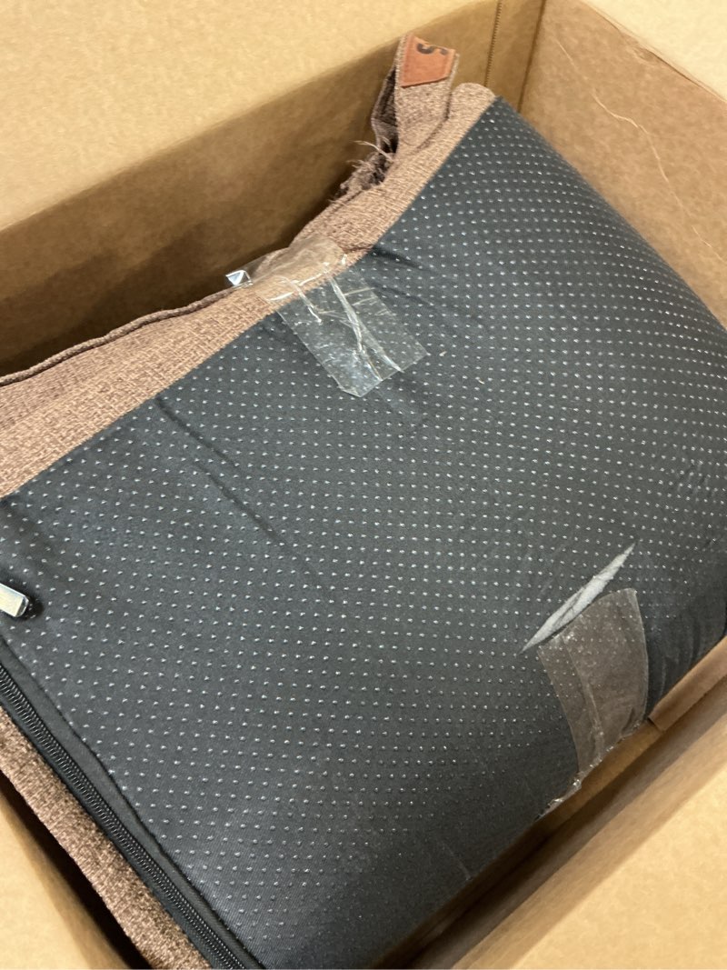 Condition photo showing As Is for Sytopia 36-Inch Chew-Resistant Dog Bed – Large, Waterproof & Orthopedic Pet Bed for Outdoor Use. Supports Up to 60 lbs, Machine-Washable, Great for Crates – Caramel Brown 36.0"L x 27.0"W x 3.0"Th Caramel