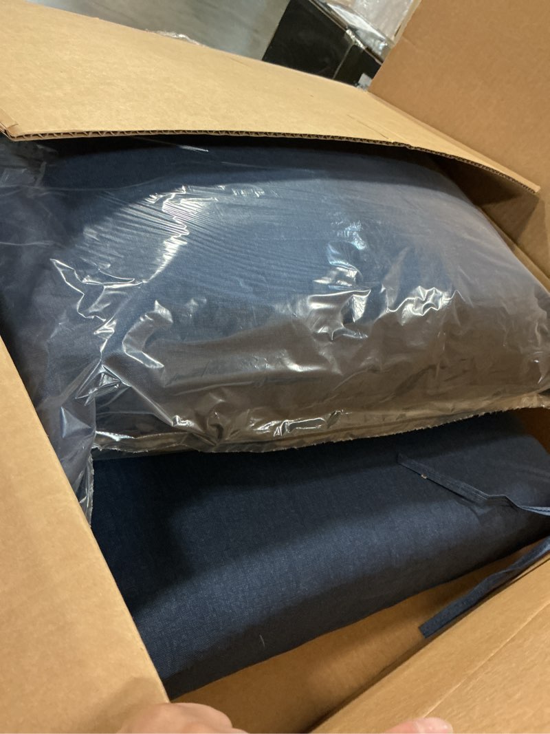 Condition photo showing Good Condition for arden outdoor dining chair cushion, 21 x 21, rain-proof, fade resistant 21 x 21, sapphire blue leala 21 x 21 dining cushion set sapphire blue leala