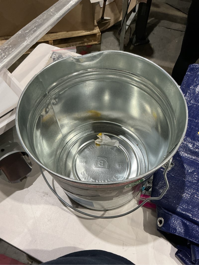 Condition photo showing As Is for behrens galvanized steel locking lid storage can  6-gallon