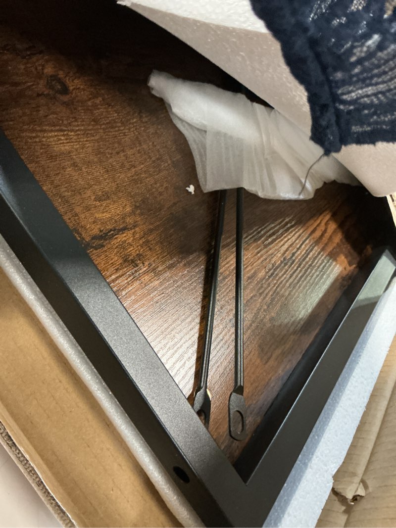 Condition photo showing Good Condition for dumos 32 in small computer desk for home office, modern study work table simple style for bedroom, writing desks with x-shaped reinforcement, rust 32 inch-1 pack wood brown