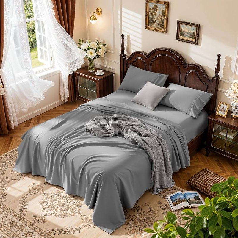 LBRO2M 1000 Thread Count 100% Egyptian Cotton Sheets Set,Queen Size Bed Sheet 4 Piece Sets,Long Stap