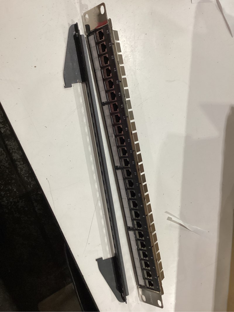 Condition photo showing Good Condition for jadaol 24 port shielded patch panel rack or wall mount 19-inch, 1u cat6a network panel preloaded with 24 keystone couplers plus 1 spare, 10gbps ethernet panel with cable management & back support bar 24port cat6a