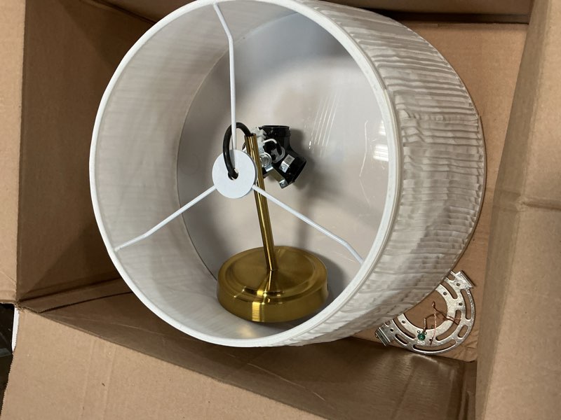 Condition photo showing As Is for (Similar)FenchelShades.com 16\" Top Diameter x 16\" Bottom Diameter 11\" Height Cylinder Drum Lampshade USA Made (Pleated White)