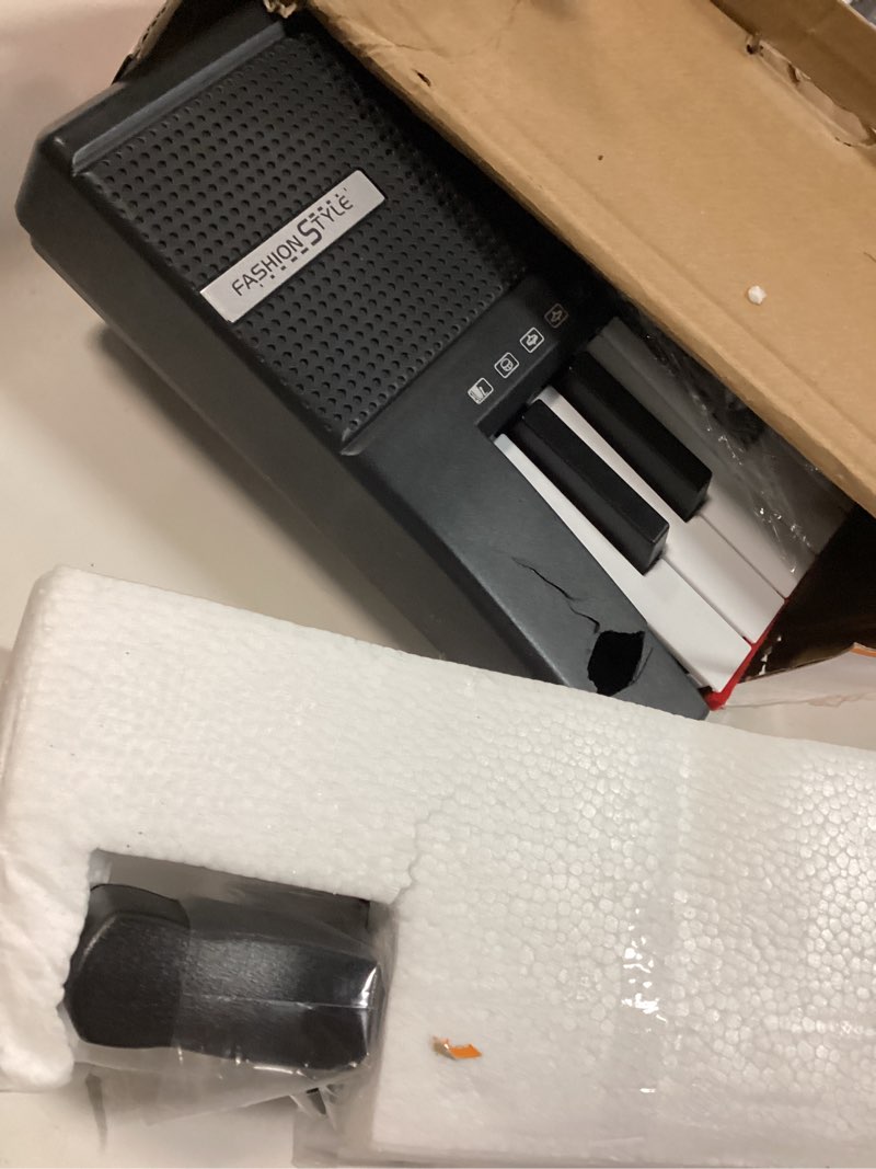 Condition photo showing As Is for 61 keys keyboard piano, Electronic Digital Piano with Built-In Speaker Microphone, Sheet Stand and Power Supply, Portable piano Keyboard Gift Teaching for Beginners Black