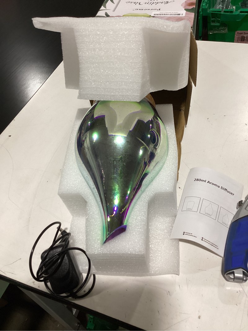 Condition photo showing New/Like New for porseme essential oil diffuser 280ml aromatherapy ultrasonic oil diffusers 3d glass cool mist humidifier, air refresh auto shut-off, timer setting, bpa free for home hotel yoga leisure spa gift g1-280ml aladdin vase 280ml