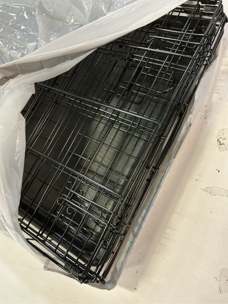 Condition photo showing As Is for FDW Dog Crate for Small Dogs 24 Inch Folding Metal WirePet Cage Double Door W/Divider Panel Indoor Outdoor Kennel Leak-Proof Plastic Tray,Black Black 24 Inch Double Door
