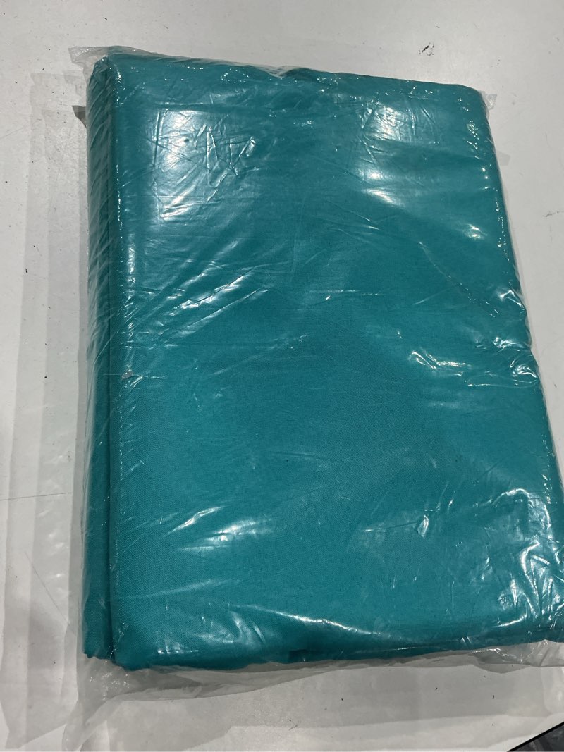 Condition photo showing Good Condition for fokitut 2 pack waterproof round tablecloth, 132 inch, stain resistant and wrinkle polyester table cloth, fabric table cover for kitchen dining, wedding, party, holiday dinner-turquoise turquoise round-132''-2pack