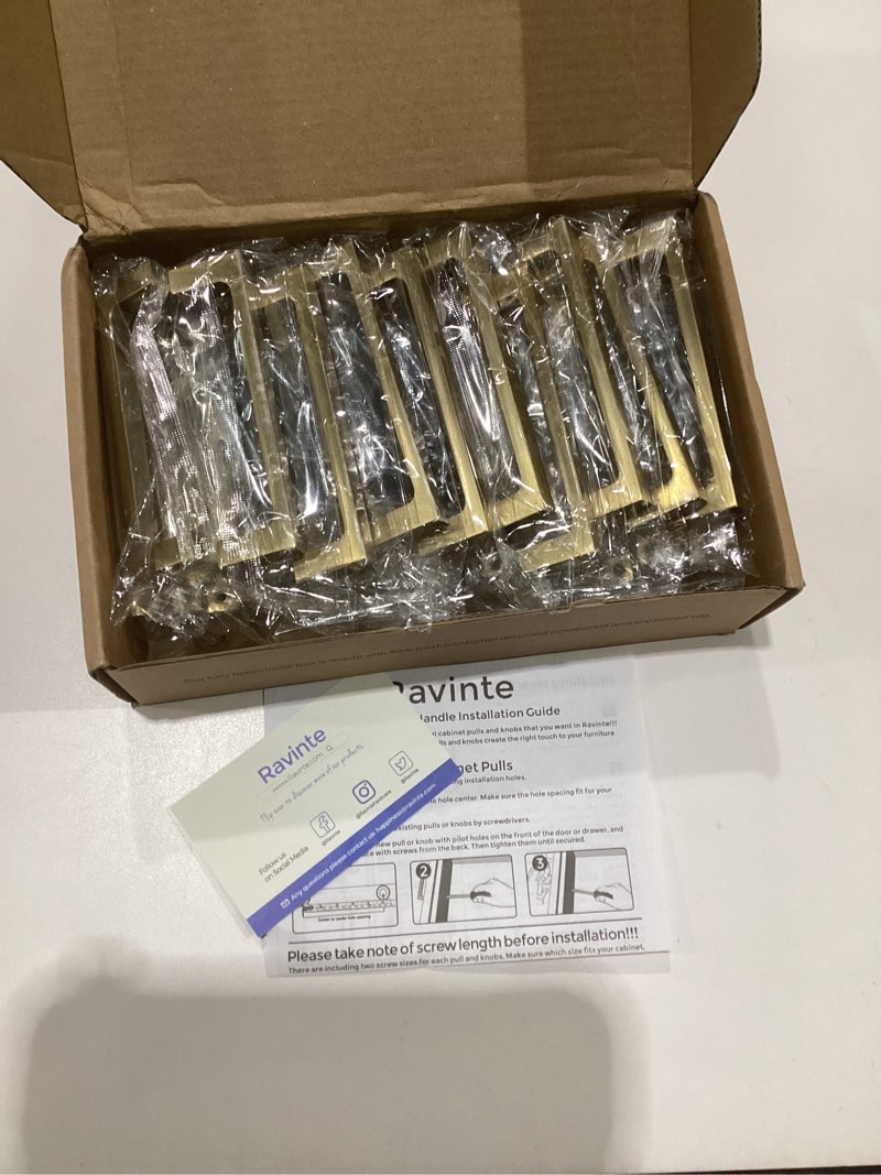 Condition photo showing As Is for ravinte 30 pack solid 4 inch kitchen square cabinet handles champagne bronze cabinet pulls dresser drawer pulls kitchen cupboard hardware handles 30 4 inch hole center