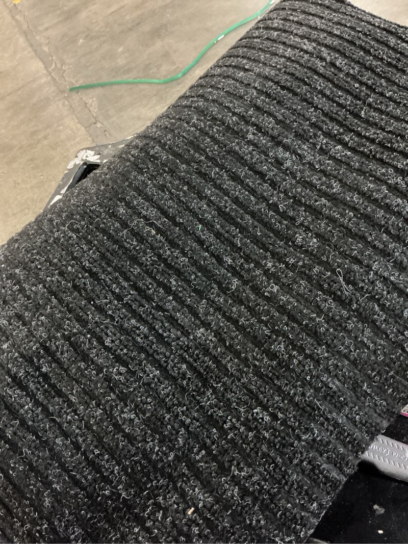 Condition photo showing As Is for carpet runner, concord, charcoal polypropylene, 3 x 4-ft.