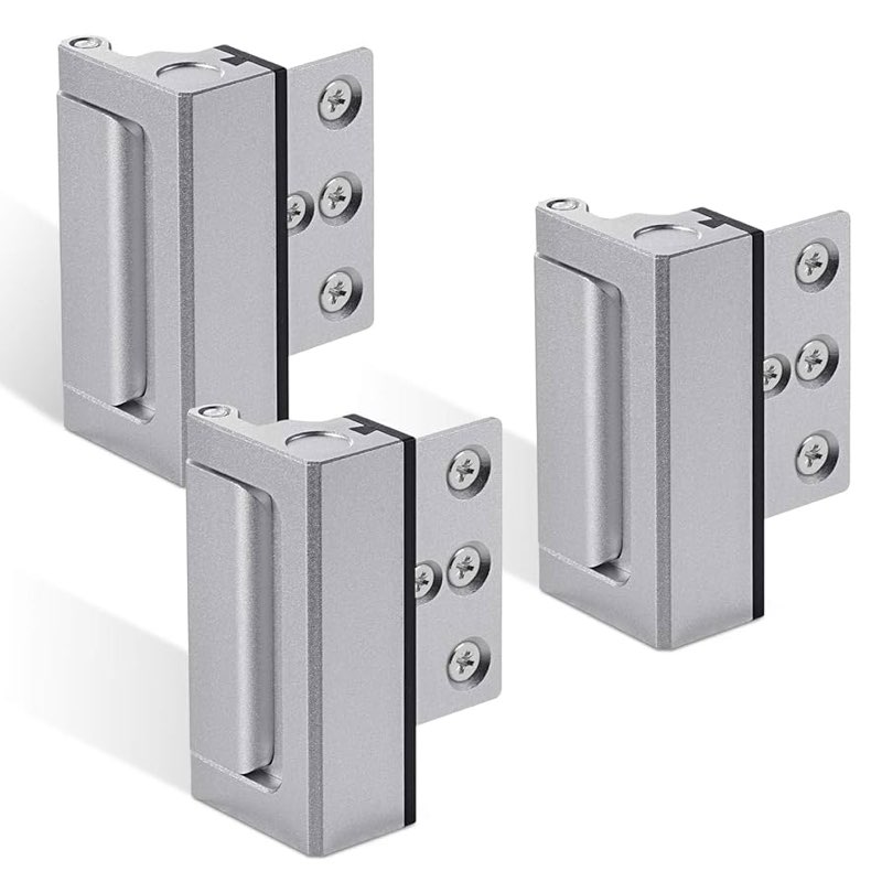 3Pack Home Security Door Reinforcement Lock, Childproof Door Lock Defender, High Security to Home Prevent, Aluminum Construction Finish (3)