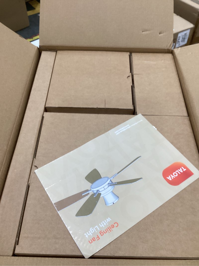 Condition photo showing New/Like New for TALOYA Ceiling Fans with Lights and Remote, 46 Inch Low Profile Ceiling Fan with Light, Flush Mount, Reversible, 3CCT, Dimmable White Modern Ceiling Fan for Bedroom, Living Room, Outdoor Patio White 46inch Nightlight