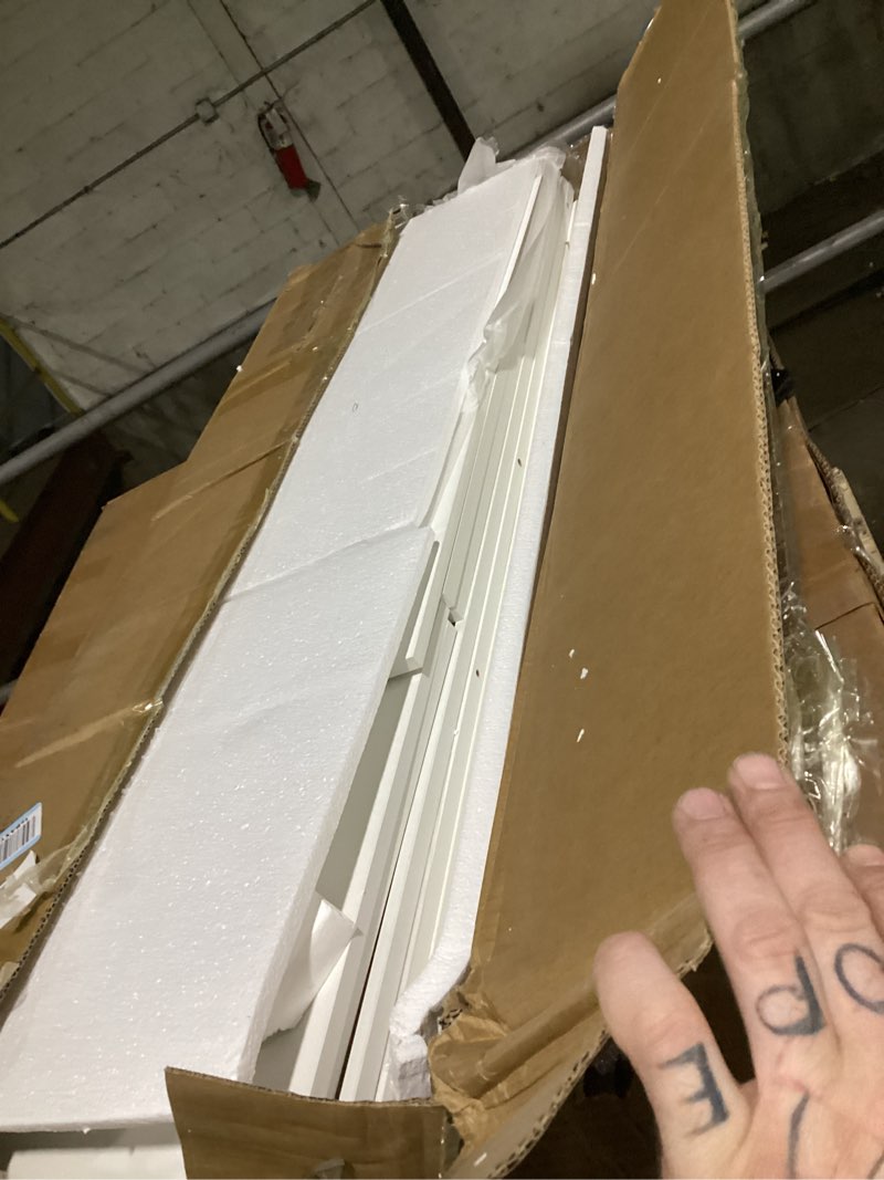 yitahome farmhouse tv stand for 75 inch tvs, entertainment center with power outlet, tv table with barn doors & led light, tv console for living room, 70" white