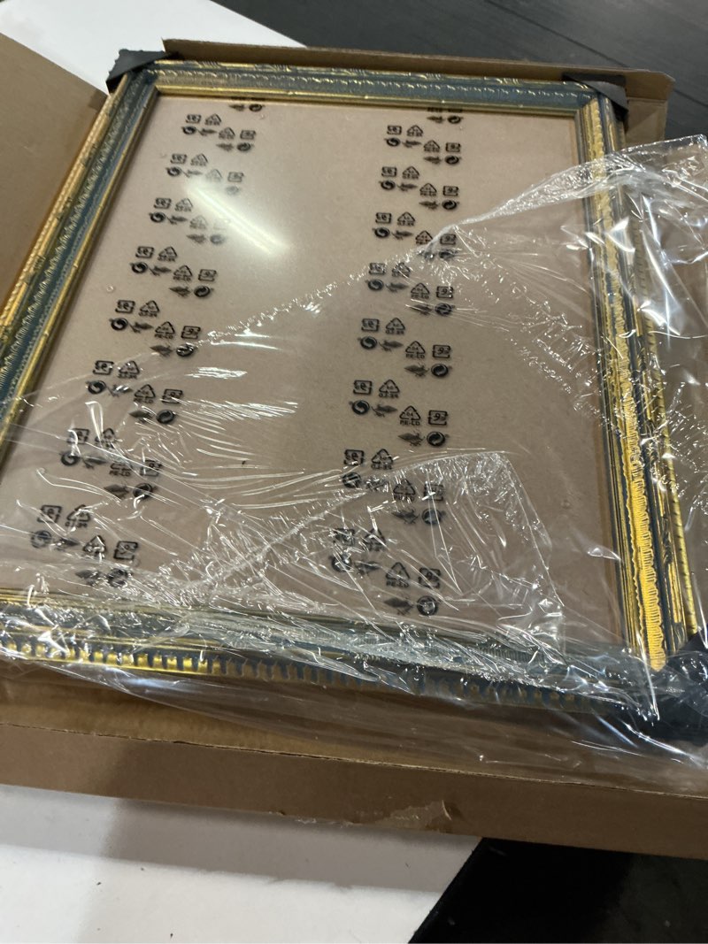Condition photo showing Good Condition for gulethun 13x17 picture frame gold - vintage photo frame 13 by 17, retro home decor wall hanging gallery frames, sturdy, plexiglass, ornate gold raised poster frame for vertical & horizontal display gold 13x17in
