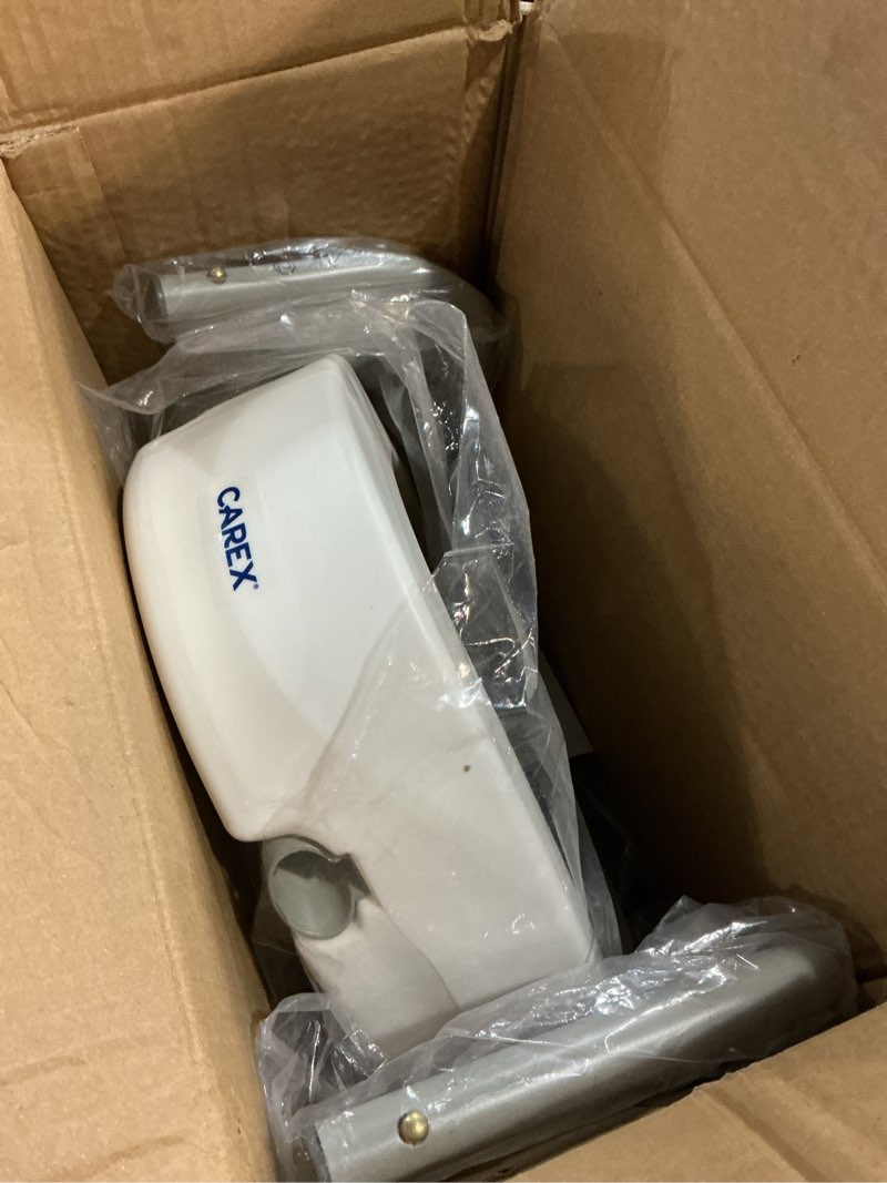 Condition photo showing Good Condition for carex 3.5 inch raised toilet seat with arms, elongated toilet seat riser, up to 250 lbs capacity, elevating & raising seat for elderly & handicap, universal, slip-resistant with padded handles, white