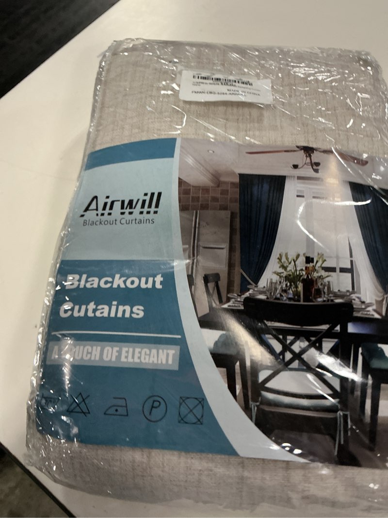 Condition photo showing New/Like New for airwill blackout curtains,thermal insulated linen drapes for bedroom & living room, set of 2 panels, back tab/rod pocket, 84 inch long (52x84 inch, light beige)