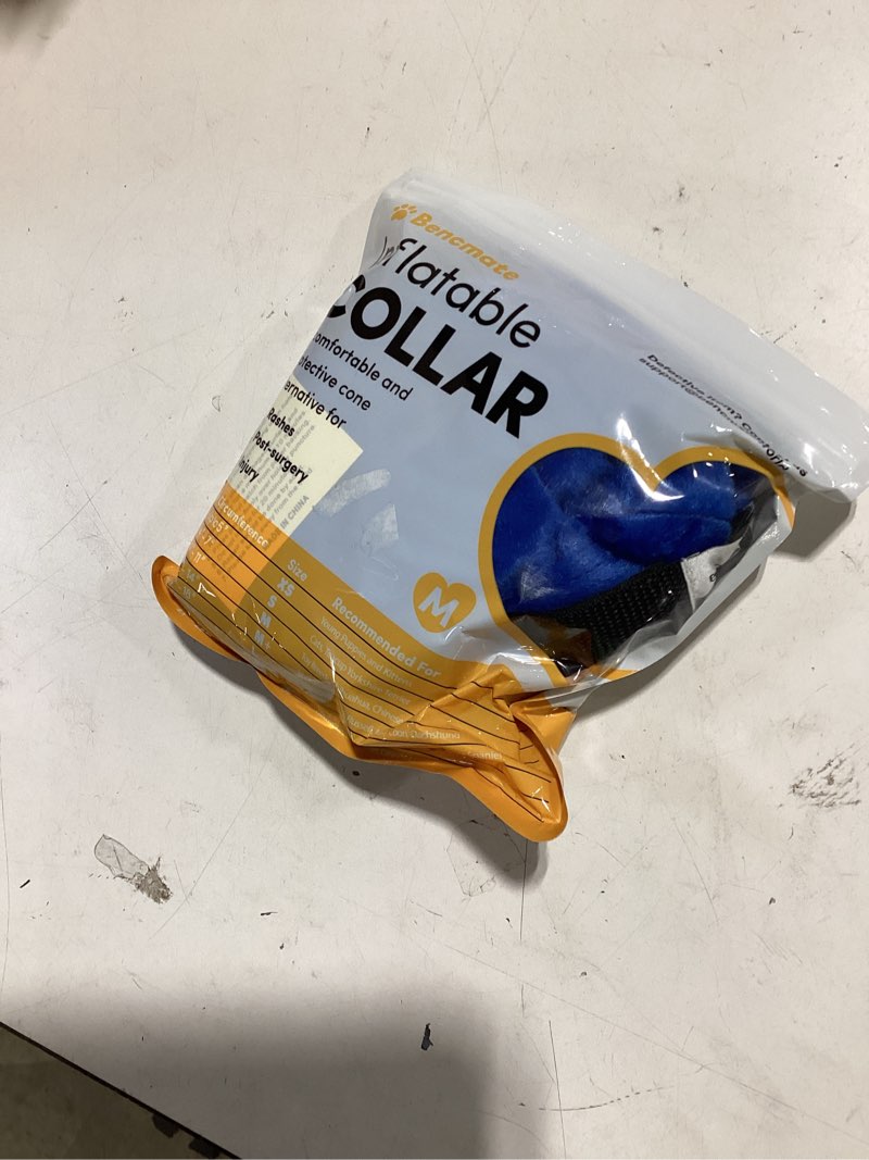 Condition photo showing As Is for bencmate inflatable dog cone collar alternative, soft dog cone for small medium large dogs and cats, neck recovery ecollar donut collar after surgery (medium, blue) blue medium [neck:7"-11"]