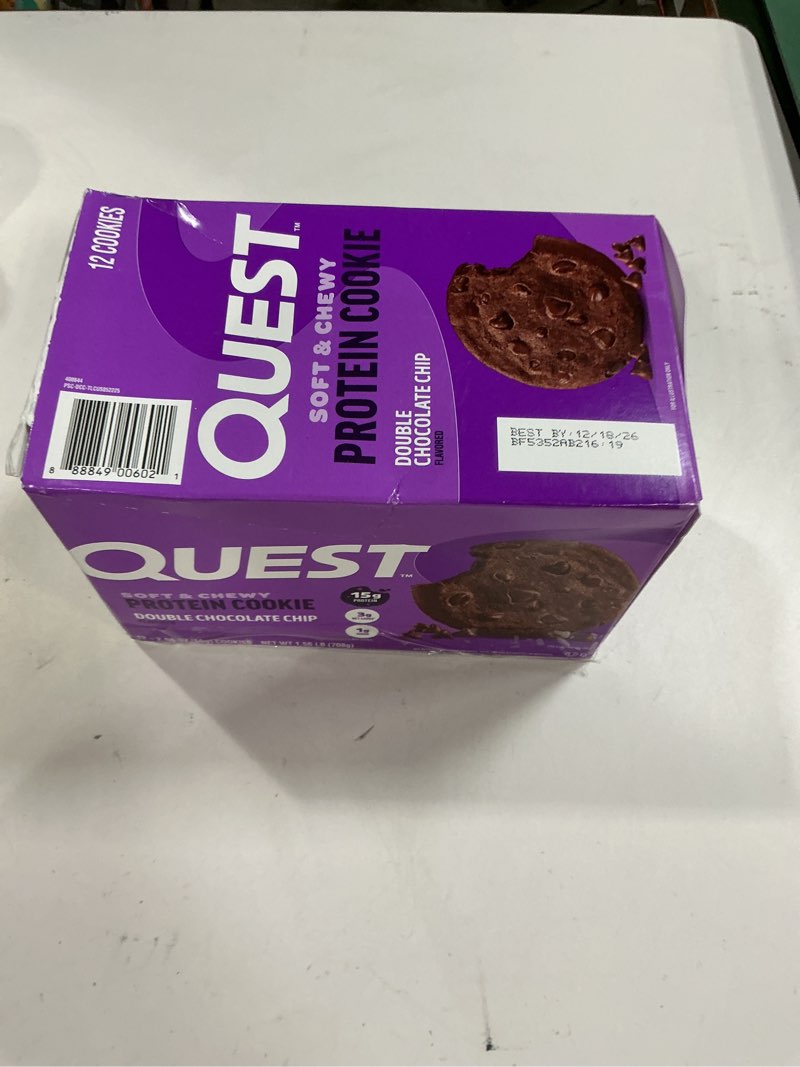 Condition photo showing New/Like New for  Best by: 12/18/26 Quest Soft & Chewy Protein Cookie - 15g Protein - Double Chocolate Chip (12 Cookies)