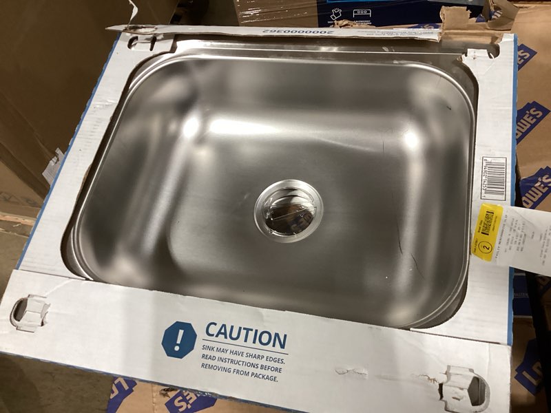 Condition photo showing As Is for elkay dayton drop-in 25-in x 22-in stainless steel single bowl 22 -gauge kitchen sink