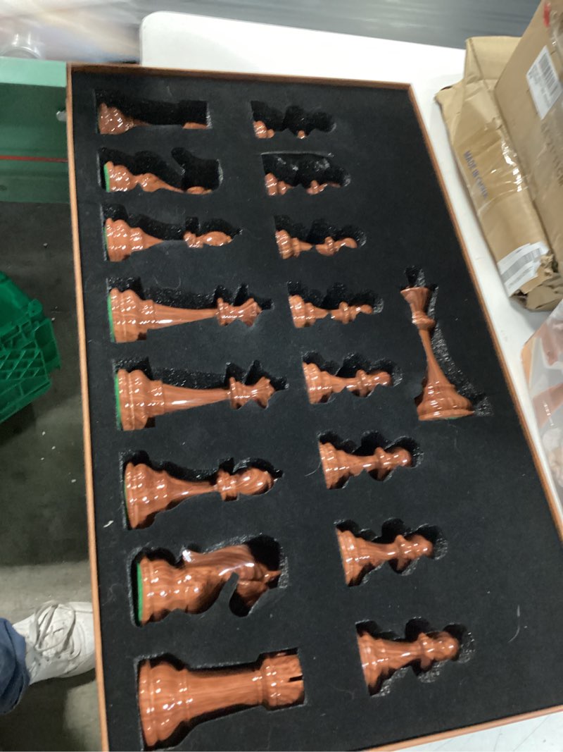 Condition photo showing Good Condition for AMEROUS High Polymer Weighted Chess Pieces with 4.25'' King - 2 Extra Queens - Gift Package, Standard Tournament Chessmen for Chess Board or Replacement of Missing Pieces (Chess Pieces Only)