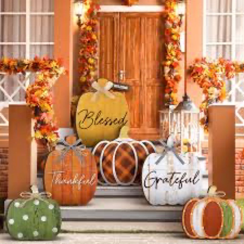 Set of 6 Farmhouse Outdoor Thanksgiving Fall Decoration for Home Pumpkin Thanksgiving Fall Porch Sig