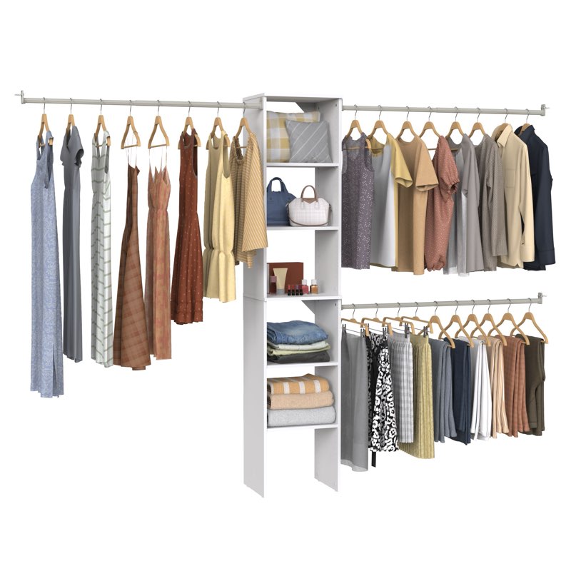  closetmaid brightwood reach-in tower system white solid shelving wood closet system