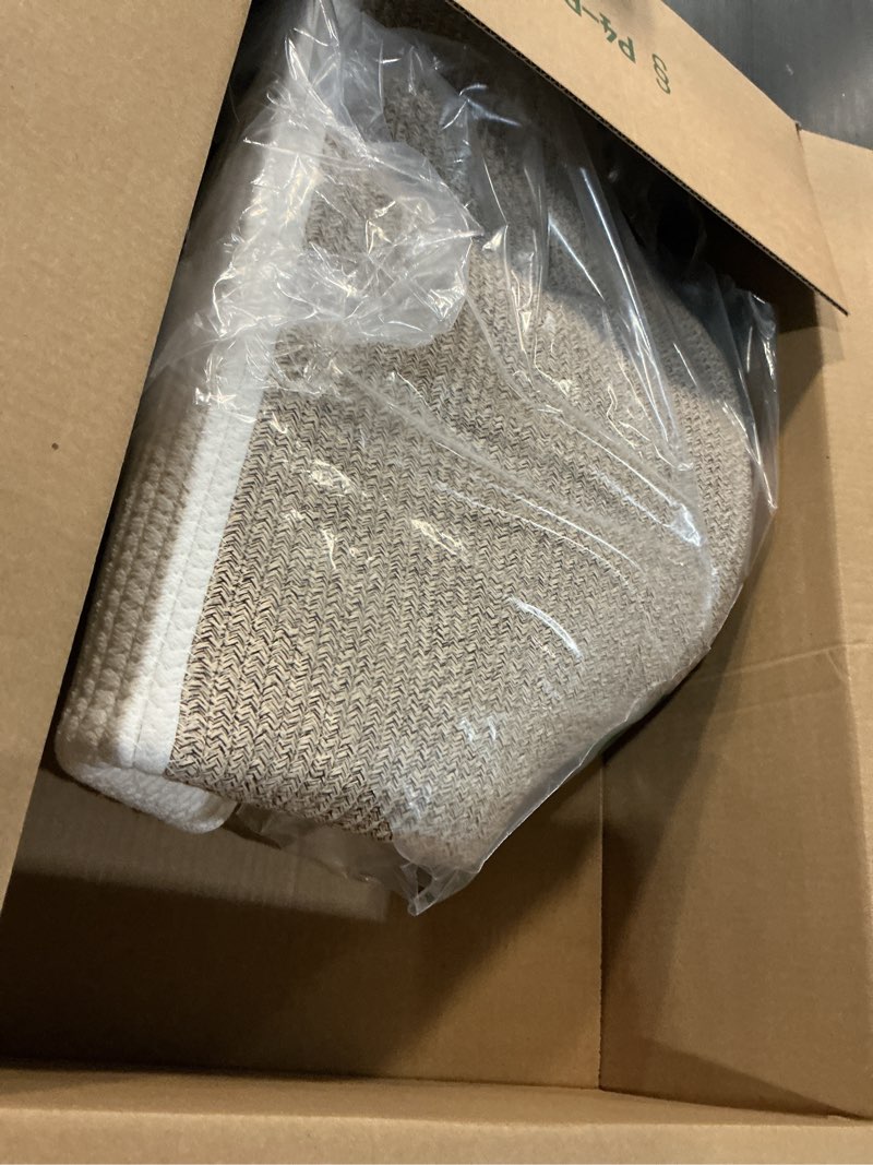 Condition photo showing Good Condition for Laundry Basket,Woven Cotton Rope Laundry Hamper,60L for Decor Storage of Dirty Clothes,Toys and Blankets in Bathroom,bed Room and Living Room Brown 60L