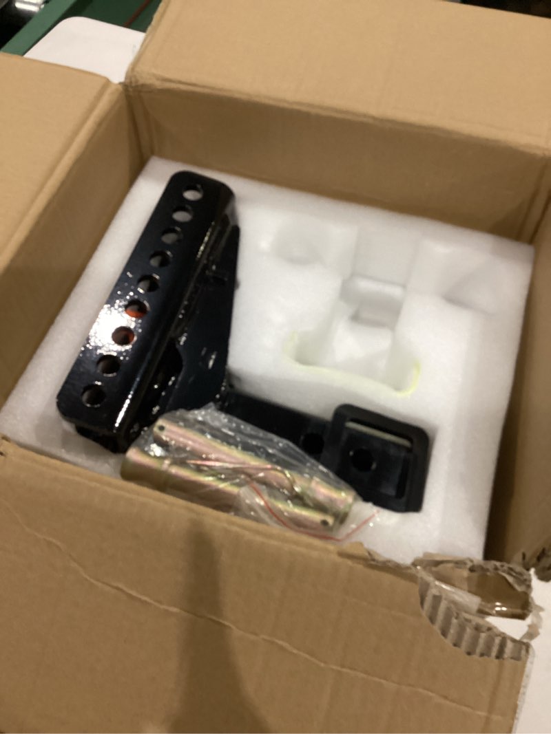 Condition photo showing New/Like New for incomplete)))adjustable drawbar trailer hitch - 20,000 lbs, fits 2 and 2-5/16 inch balls, us gov tested & certified, for rv towing, motorcycles & powersports 2-inch receiver gold, 6-inch drop