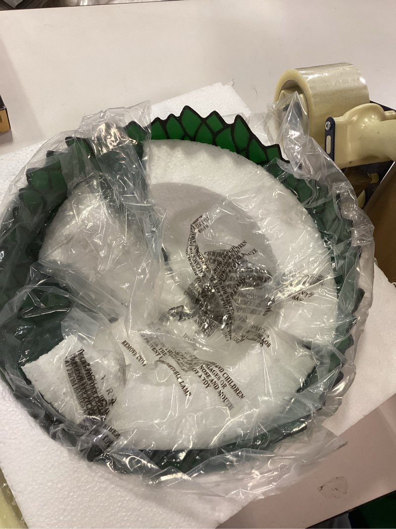 Condition photo showing New/Like New for 12 Inch Wide Tiffany Style Stained Glass Lampshades Replacement, Handmade Lamp Shade Only 1-5/8-Inch Fitter Opening for Arched Floor Lamp Torchiere Lamp Pendant Light Ceiling Lamp,Tulip Blue