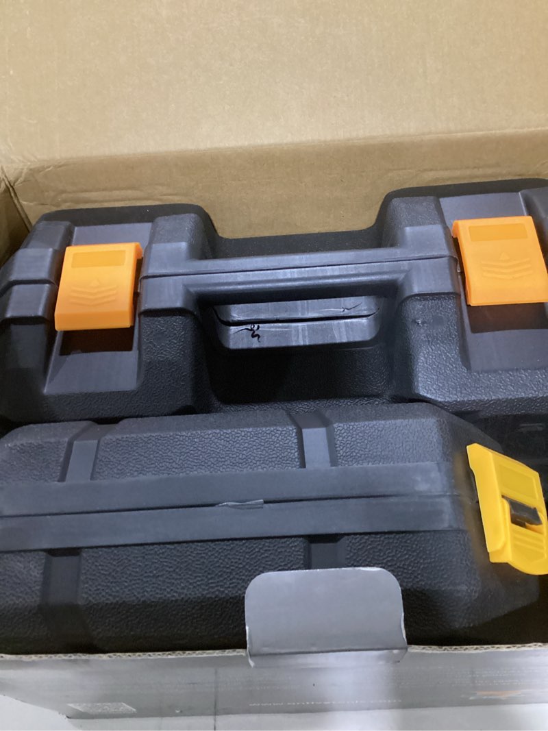 Condition photo showing New/Like New for tile vibration tool kit pro set with 20v batteries & 8? vacuum suction cup – 110 lb. tile suction cup tool power – 9 tile vibrator levels for leveling marble, ceramic, paver, granite & concrete orange light