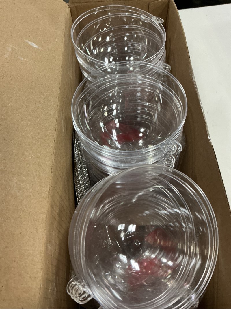 Condition photo showing New/Like New for Sratte 36 Pcs Christmas Fillable Ornaments Ball Clear Plastic Hanging Ornaments DIY Craft Transparent Ball for Wedding Holiday Xmas Party Tree Decor Home(Clear,80 Mm/ 3.15 Inches) 80 mm/ 3.15 Inches Clear