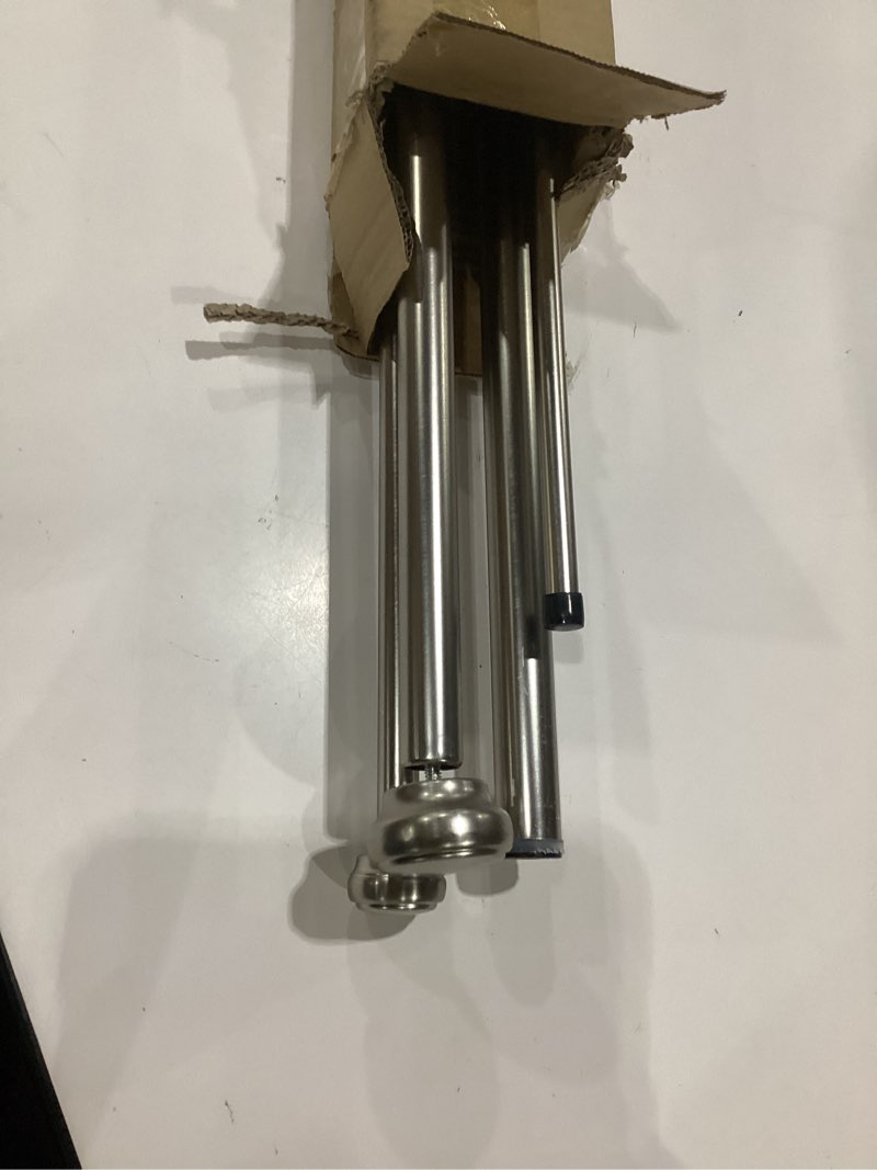 Condition photo showing As Is for modern double curtain rods, matte nickel curtain rod 72-144 inch length drapery rods with simple decorative end caps 1 inch front and 5/8 inch diameter back dual curtain rod telescoping window rods matte nickel 72-144"