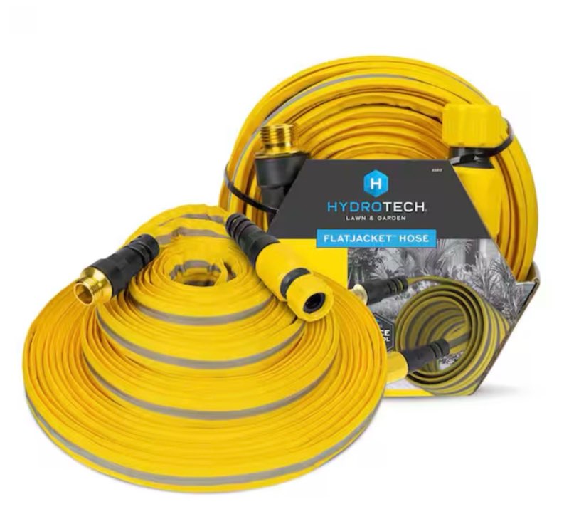 5/8 in. x 100 ft. Flat Jacket Garden Hose, Flexible, Durable, Burst Proof, Lightweight, No-Kink Water Hose