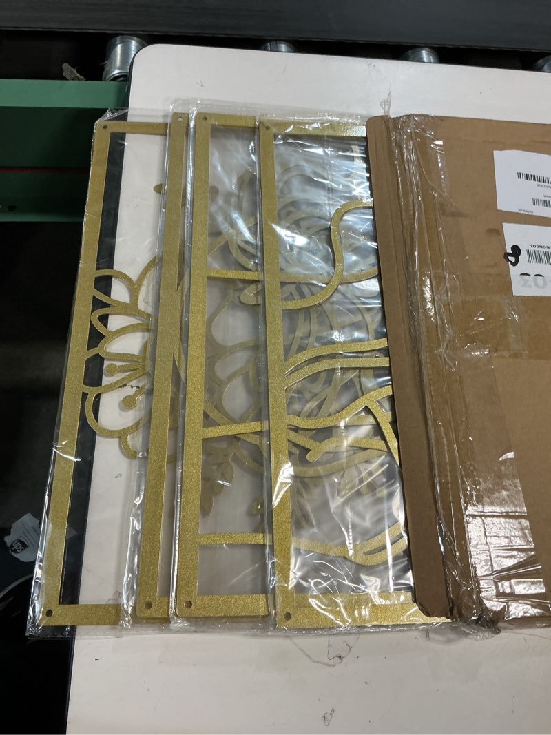 Condition photo showing Good Condition for Bakovity Gold Metal Wall Art, Abstract Flower Line Sculpture, Gold Minimalist Modern Wall Decor for Living Room, Bedroom, Bathroom (4 Pieces, 22.5 x 15.7 Inches) Gold Elegant Style L Size 22.5 x 15.7 in