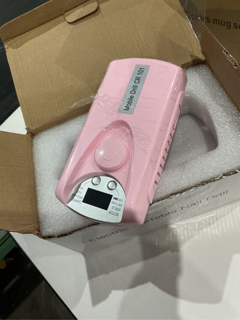 Condition photo showing As Is for coyzu electric nail drill professional, 35000rpm nail file machine with bits set & fast cooling, portable for acrylic gel nail polishing removing, manicure pedicure at salon & home use, gift for women light pink
