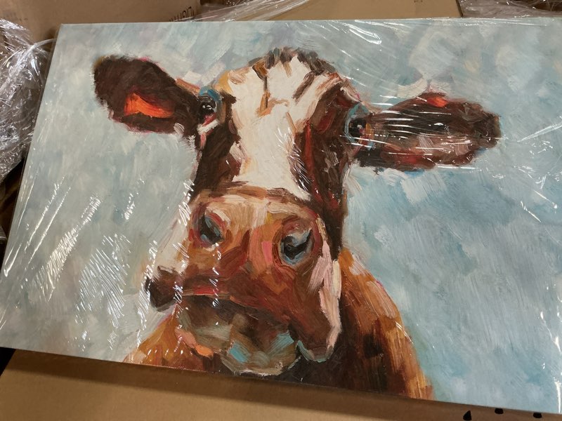 Condition photo showing item condition for How Now Brown Cow " by White Ladder 24 x 16”