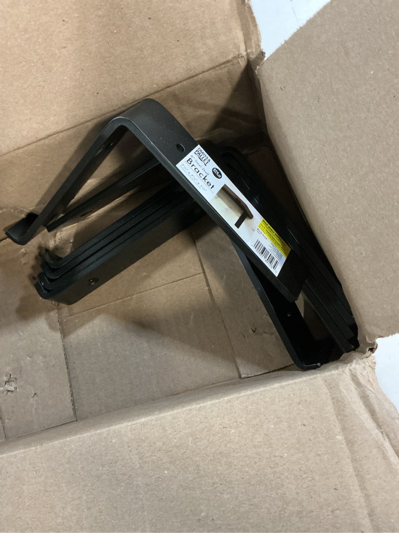 Condition photo showing New/Like New for goovilla shelf bracket, heavy duty floating shelf brackets 8 inch long, 6 pack brackets for shelves, black coated metal wall shelf support brackets with 1/5 inch thick and 160 lb. load capacity 8 inch black 6pack