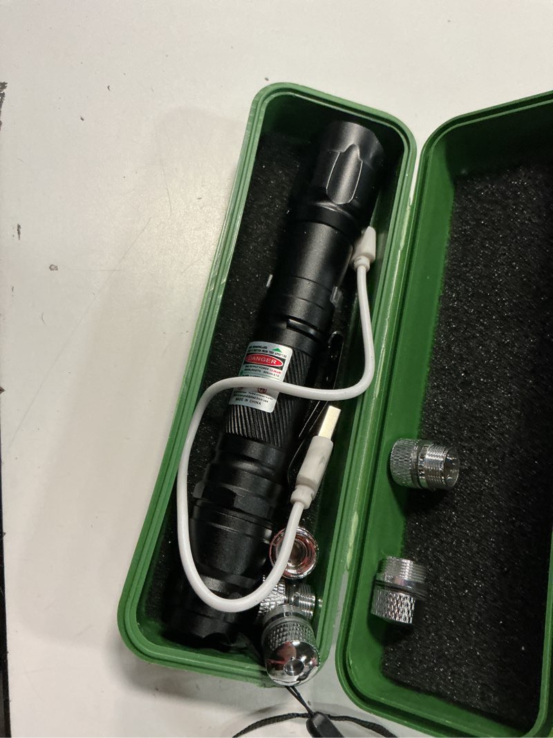 Condition photo showing As Is for green laser pointer high power - long range rechargeable laser beam, usb-a charging for hiking, presentations & outdoor use (professional-grade green light) 0.95inx0.95inx6.02in