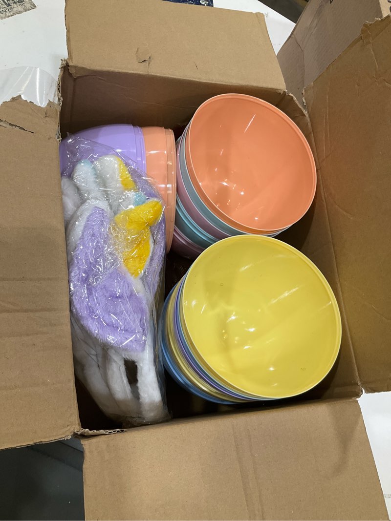 Condition photo showing Good Condition for fovths 6 pack giant easter egg 8 inch plastic fillable jumbo eggs with bunny ear handles large easter egg containers colorful egg shaped buckets for easter eggs hunt diy surprise party decoration