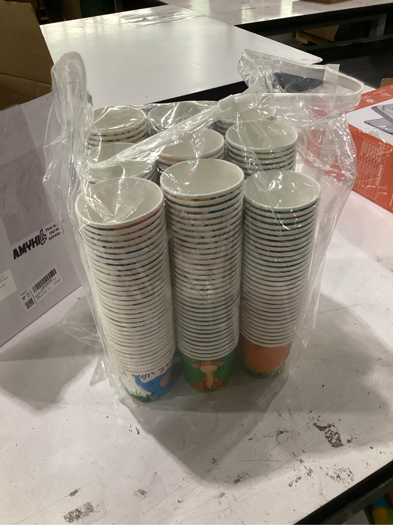Condition photo showing Good Condition for amyhill 300 pack 5 oz cups for kids animals paper cups disposable cup mini mouthwash cup bulk for christmas party, picnic (animal)