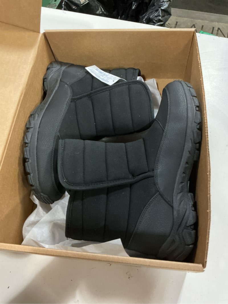 Condition photo showing New/Like New for lands' end expedition insulated winter boots for men, lace up or slip on waterproof mens snow boots, medium or wide width men's shoes size 8 to 13, black, brown, green or grey 10 black