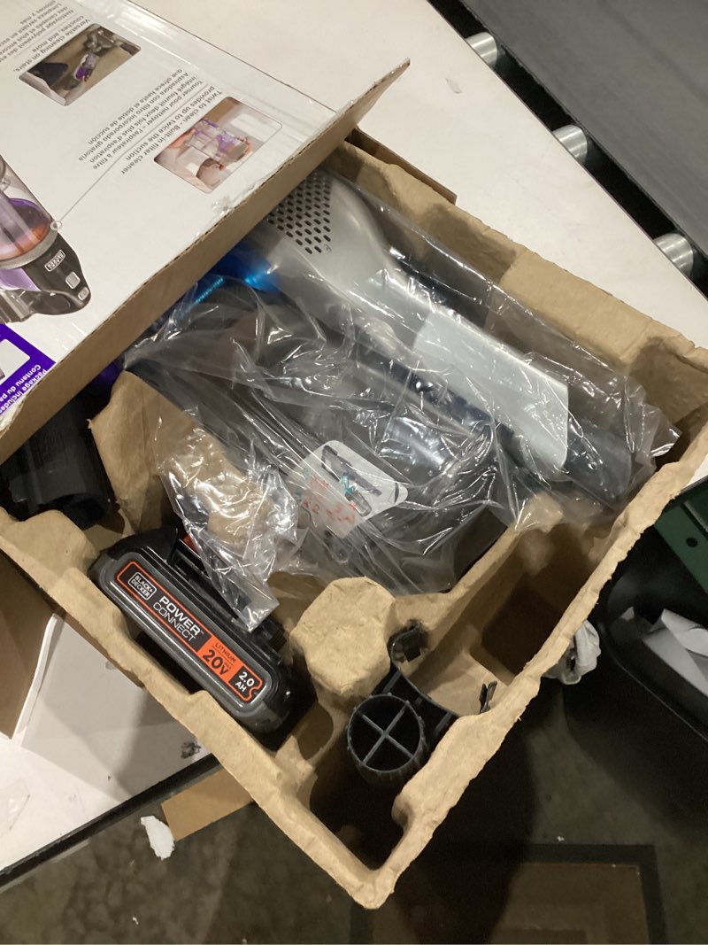 Condition photo showing As Is for black+decker pet hair vacuum, cordless vacuum cleaner pet hair, up to 55 minutes of runtime, interchangeable floorhead, maximum suction, multi-surface, light weight, powerseries extreme (bsv2020p) 20v pet vacuum