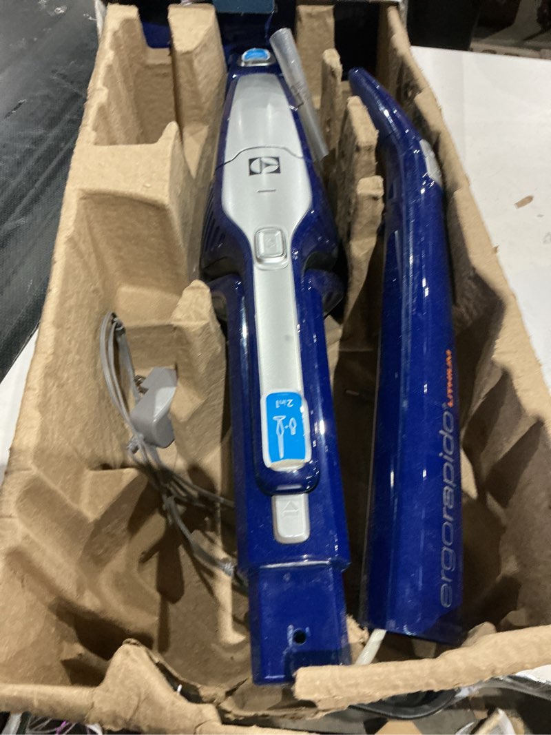 Condition photo showing As Is for electrolux ergorapido cordless 2-in-1 vacuum cleaner with high suction power and 180° easysteer mobility, 48-minute run time, 2 power modes, satin white standard