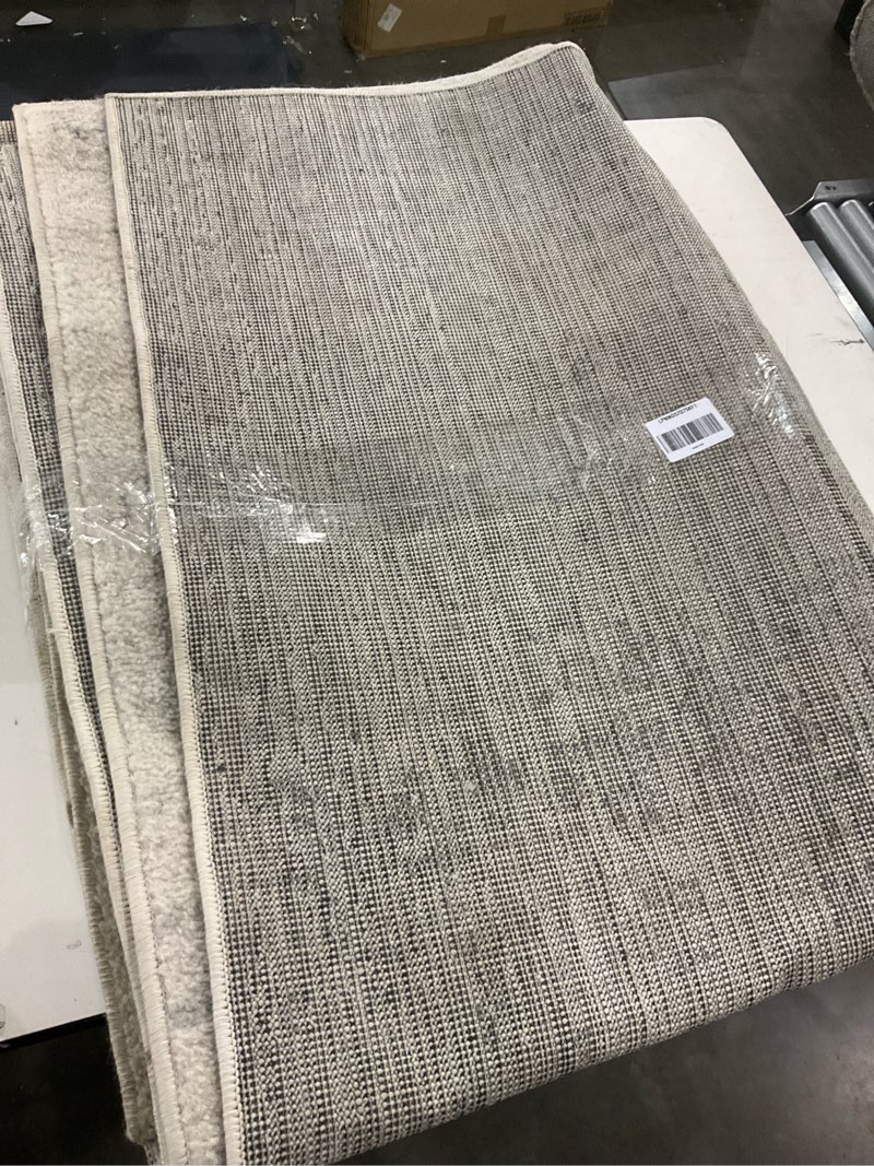 Condition photo showing As Is for Large Living Room Area Rug 9x12 - Machine Washable Vintage Boho Moroccan Rugs Geometric Neutral Rug Non-Shedding Low Pile Distressed Farmhouse Carpet for Bedroom Nursery Classroom Dorm (9 x 12, Grey) Grey 9' x 12' (Rectangular)
