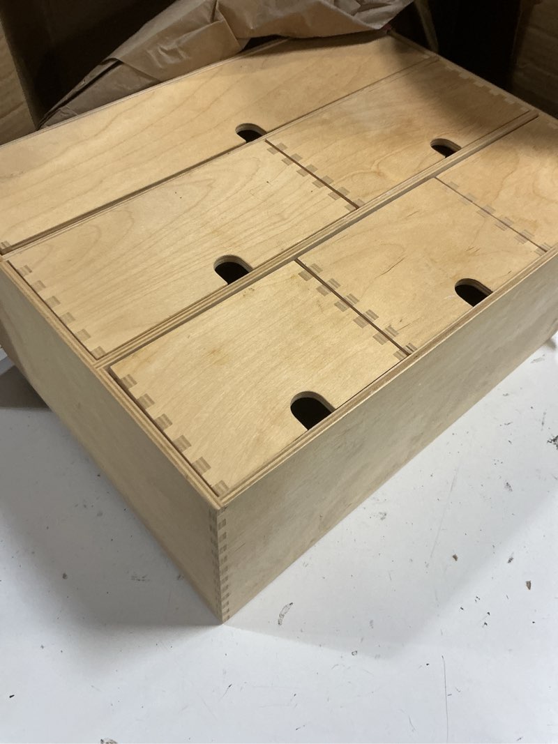 Condition photo showing Good Condition for birch plywood mini storage chest with multiple drawers, small desktop organizer for home office, 16.5 x 7 x 12.5 inches