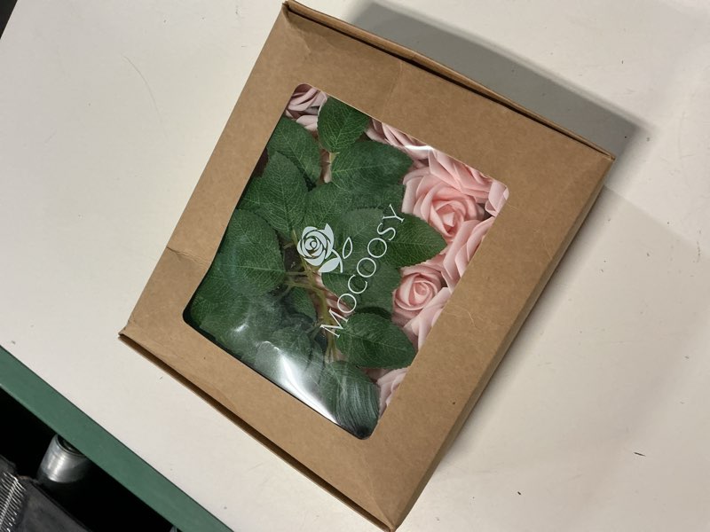 Condition photo showing New/Like New for mocoosy 50pcs artificial rose flowers, blush pink roses real touch foam fake rose bulk with stem for wedding bouquets centerpieces bridal shower party home diy artificial flower arrangement decoration