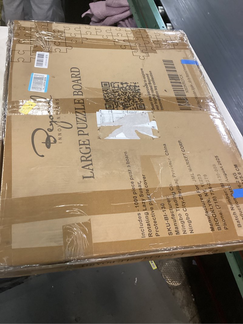 Condition photo showing Good Condition for 1000 Piece Rotating Puzzle Board with Drawers and Cover - 4 Drawers, Wooden Jigsaw Puzzle Table | 30” X 22”| Jigsaw Puzzle Board - Portable Puzzle Tables for Adults and Kids by Beyond Innoventions 1000 Pieces